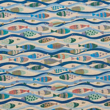 Blue Novelty woven Upholstery Fabric by the Yard