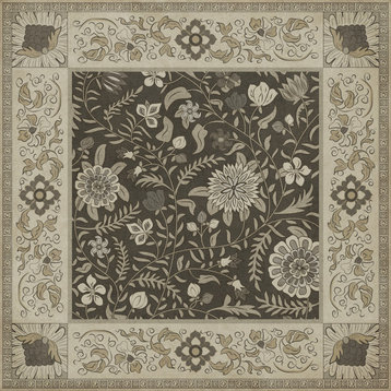 Williamsburg - Indian Quilt - Agra 36x36 Vintage Vinyl Floorcloth
