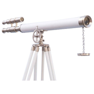 Floor Standing Brushed Nickel With White Leather Griffith Astro Telescope 65''