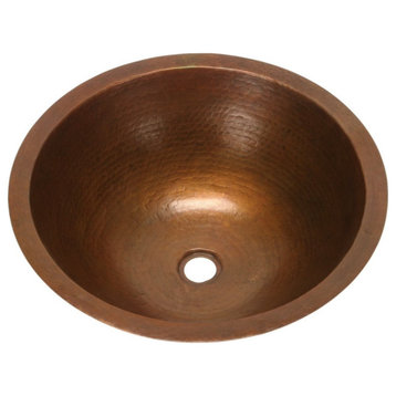 17" Large Round Copper Bathroom Sink by SoLuna, Matte Copper, Rolled Rim