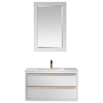 Morgan White Bathroom Vanity Set, 36", With Mirror
