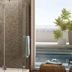 Fleurco Evolution 4' and 5' Round Walk-In Shower System with Fixed Panel V4302 - Bath Products
