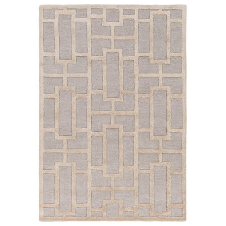Arise Modern Light Gray, Khaki Area Rug, 9'x13'