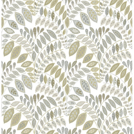 Fiddlehead Grey Botanical Wallpaper Bolt