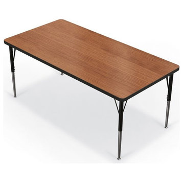 Activity Table - 30"X60" Rectangle - Amber Cherry Top Surface - Black Edgeband