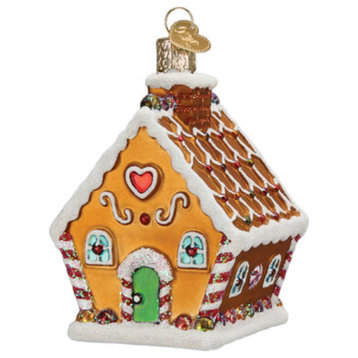 Old World Christmas Sweet Gingerbread Cottage Blown Glass Holiday Tree Ornament