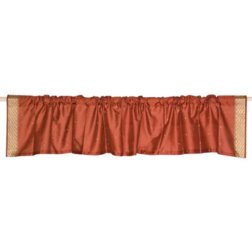 Rust - Rod Pocket Top It Off handmade Sari Valance 60W X 15L - Pair