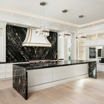 Dramatic Waterfall Island Kitchen