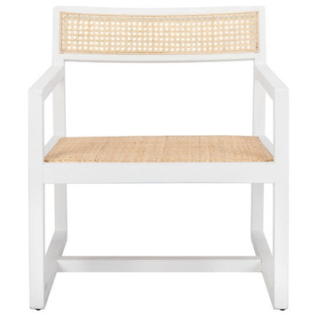 Jacek Cane Arm Chair White/Natural