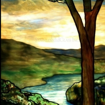 Bathroom Stained Glass Panel #2911 Tiffany Babbling Brook