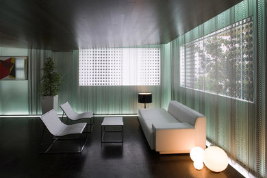 Inspiration for a modern living room remodel in Detroit