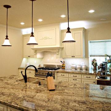 Contemporary Cream Kitchen and Island