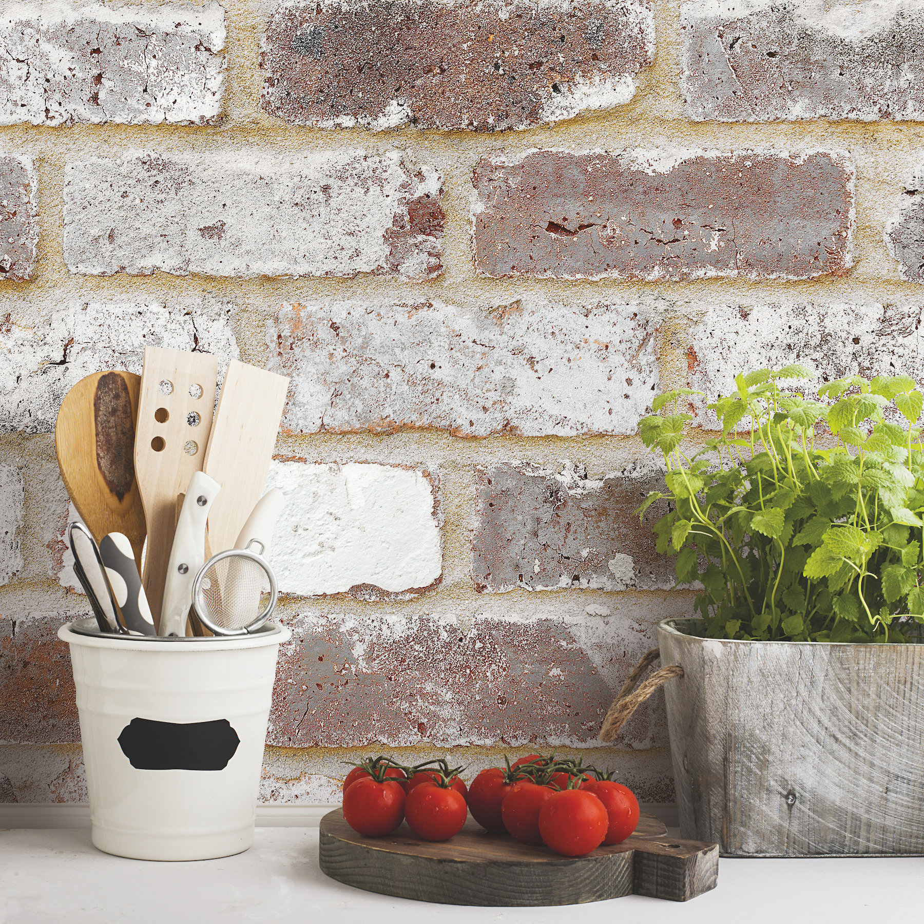 Reclaimed Brick Peel and Stick Wallpaper - Farmhouse - Wallpaper - by ...