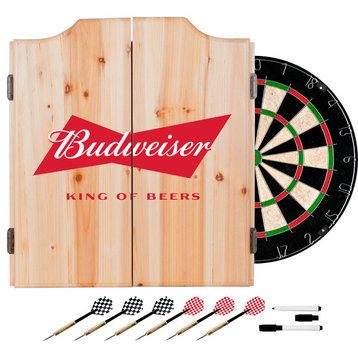 Budweiser Dart Cabinet Set With Darts and Board, Bow Tie
