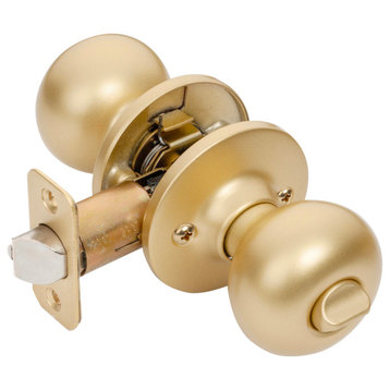 Bedford Series Satin Brass Door Knobs, Privacy (Bed/Bath)