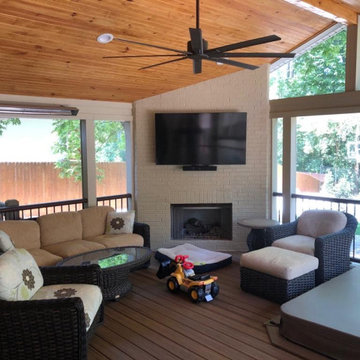 Screen porch, basketball court, and landscaping