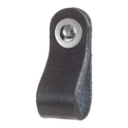 Walnut Studiolo - Leather Drawer Pull, The Hawthorne, Black, Small, Nickel - Cabinet And Drawer Handle Pulls