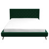 Westerman Midcentury Velvet Tufted Solid Wood Platform Bed, Green, King