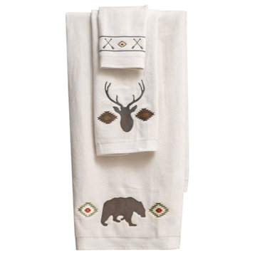Aztec Bear Towel Set, 3 Piece, Cream