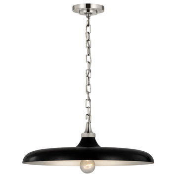 Piatto Medium Pendant in Polished Nickel with Aged Iron Shade