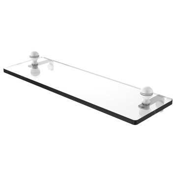 Mambo 16" Glass Vanity Shelf with Beveled Edges, Matte White