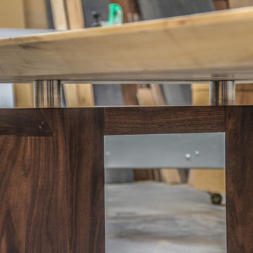 Elm Dining Table with Walnut Legs