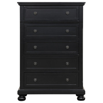 Meade 5-Drawer Chest of Drawers, 36 in. L X 18 in. W X 53 in. H, Black