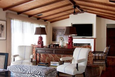Inspiration for a mediterranean family room remodel in Los Angeles