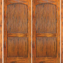 Knotty Alder Prehung Double Door With Two Sidelites - Front Doors