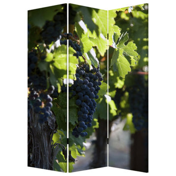 HomeRoots 1" x 48" x 72" Multi Color Wood Canvas Wine Country Screen