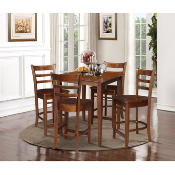 30" x 30" Counter Height Table with 4 Emily Counter Height Stools - 5 Piece Set