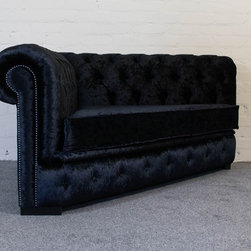 Black Crushed Velvet Essex Corner Chair - Armchairs And Accent Chairs
