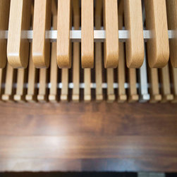 Oak and Aluminum Shoe Bench - Accent And Storage Benches
