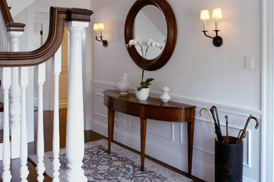 Elegant wooden staircase photo in Boston