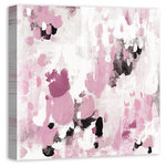 DDCG - "Pink Champagne Abstract" Canvas Wall Art, 24x24 - This 24x24 gallery wrapped canvas features shades of blush with pops of black. The wall art is printed on professional grade tightly woven canvas with a durable construction, finished backing, and is built ready to hang. The result is a remarkable piece of wall art that will add elegance and style to any room.