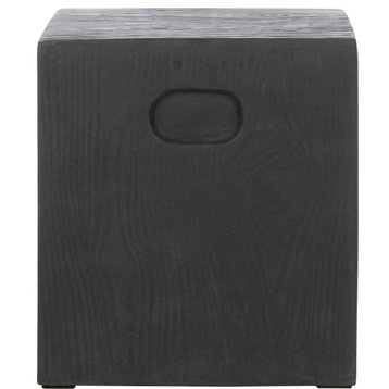 Cube Concrete Accent Table Black