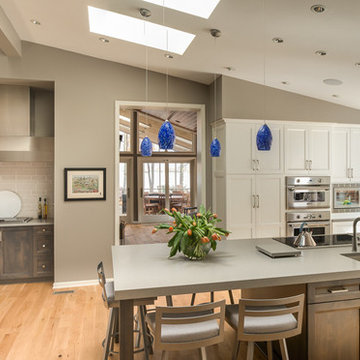 Sloped Ceiling Kitchen and Den