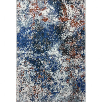 5??x 8??Blue and White Abstract Ocean Area Rug