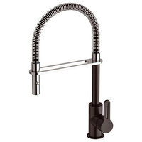Matte Black and Chrome Kitchen Faucet With High Movable Spout