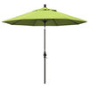 9' Bronze Collar Tilt Lift Fiberglass Rib Aluminum Umbrella, Sunbrella, Parrot