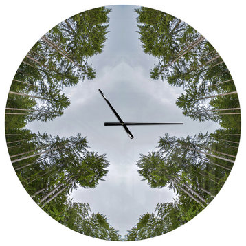 Circle Composition of Coniferous Trees Large Metal Wall Clock, 36x36