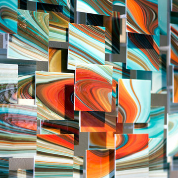 "Groovy" Glass and Metal Wall Sculpture