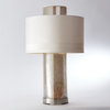 Midcentury Silver Mercury Glass Column Table Lamp, Cylinder White Shade