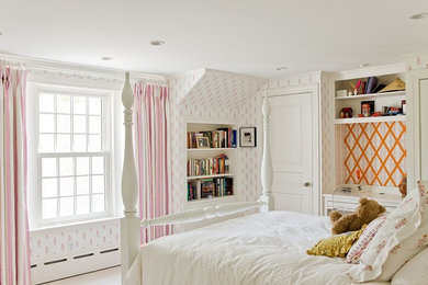 Traditional kids' room in Boston for girls.