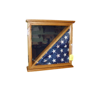 Wood Burial Flag Military Award Display Case Navy