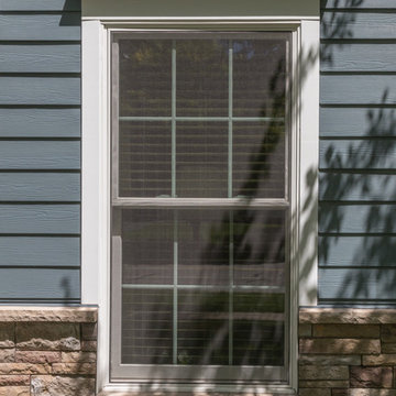 Evening Blue James Hardie Siding with Plum Creek Versetta Stone