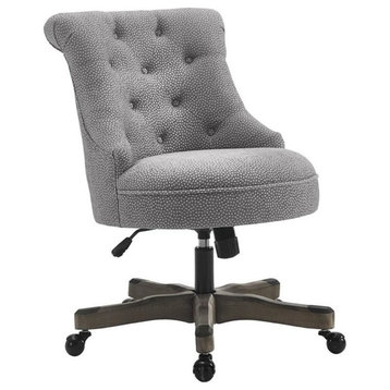 Pemberly Row Transitional Fabric/Wood Office Swivel Chair in Light Gray