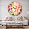 Beautiful Lily Flowers in Bouquet Floral Large Metal Wall Clock, 36x36