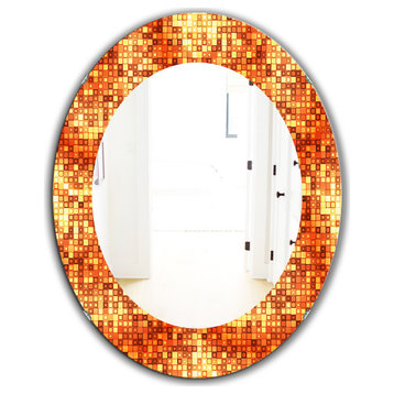 Designart Gold Square Bohemian Eclectic Frameless Oval Or Round Wall Mirror, 24x
