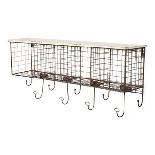 24 X 9 Ozias Shelf With Hooks Rustic Brown/black - Kate & Laurel